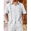 Runcati Mens Linen Shirt Guayabera Cuban Short Sleeve Button Down Cotton Summer Beach Hippie Shirts(White)