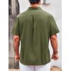 Runcati Mens Linen Shirt Guayabera Cuban Short Sleeve Button Down Summer Beach Hippie Shirts(Army Green)