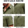 Runcati Mens Linen Shirt Guayabera Cuban Short Sleeve Button Down Summer Beach Hippie Shirts(Army Green)