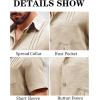 Runcati Mens Linen Shirt Guayabera Cuban Short Sleeve Button Down Summer Beach Hippie Shirts(Beige)