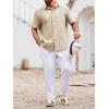 Runcati Mens Linen Shirt Guayabera Cuban Short Sleeve Button Down Summer Beach Hippie Shirts(Beige)