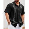 Runcati Mens Linen Shirt Guayabera Cuban Short Sleeve Button Down Summer Beach Hippie Shirts(Black)
