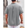Runcati Mens Linen Shirt Guayabera Cuban Short Sleeve Button Down Summer Beach Hippie Shirts(Grey)