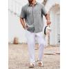 Runcati Mens Linen Shirt Guayabera Cuban Short Sleeve Button Down Summer Beach Hippie Shirts(Grey)