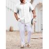 Runcati Mens Linen Shirt Guayabera Cuban Short Sleeve Button Down Summer Beach Hippie Shirts(White)