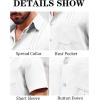 Runcati Mens Linen Shirt Guayabera Cuban Short Sleeve Button Down Summer Beach Hippie Shirts(White)