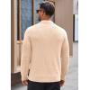Runcati Mens Long Sleeve Polo Sweater Knit Polos V Neck Casual Dress Button Collared Pullover Sweaters(Beige)