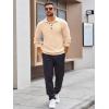Runcati Mens Long Sleeve Polo Sweater Knit Polos V Neck Casual Dress Button Collared Pullover Sweaters(Beige)