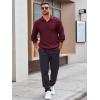 Runcati Mens Long Sleeve Polo Sweater Knit Polos V Neck Casual Dress Button Collared Pullover Sweaters(Burgundy)