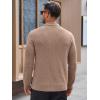 Runcati Mens Long Sleeve Polo Sweater Knit Polos V Neck Casual Dress Button Collared Pullover Sweaters(Khaki)