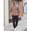 Runcati Mens Long Sleeve Polo Sweater Knit Polos V Neck Casual Dress Button Collared Pullover Sweaters(Khaki)
