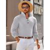 Runcati Mens Long Sleeve Polo Sweater Knit Polos V Neck Casual Dress Button Collared Pullover Sweaters(Light Grey)