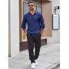 Runcati Mens Long Sleeve Polo Sweater Knit Polos V Neck Casual Dress Button Collared Pullover Sweaters(Navy)