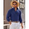Runcati Mens Long Sleeve Polo Sweater Knit Polos V Neck Casual Dress Button Collared Pullover Sweaters(Navy)