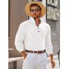 Runcati Mens Long Sleeve Polo Sweater Knit Polos V Neck Casual Dress Button Collared Pullover Sweaters(White)
