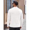 Runcati Mens Long Sleeve Polo Sweater Knit Polos V Neck Casual Dress Button Collared Pullover Sweaters(White)
