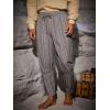 Runcati Mens Medieval Ankle Pants Renaissance Viking Navigator Pirate Pants Lace Up Striped Halloween Costume Trousers(Blue Gray)