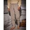 Runcati Mens Medieval Ankle Pants Renaissance Viking Navigator Pirate Pants Lace Up Striped Halloween Costume Trousers(Khaki)