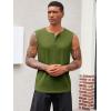 Runcati Mens Muscle Tank Tops Sleeveless Workout Gym Slim Fit Henley Shirt Casual Basic Summer Beach Tops(Army Green)