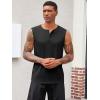 Runcati Mens Muscle Tank Tops Sleeveless Workout Gym Slim Fit Henley Shirt Casual Basic Summer Beach Tops(Black)