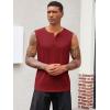 Runcati Mens Muscle Tank Tops Sleeveless Workout Gym Slim Fit Henley Shirt Casual Basic Summer Beach Tops(Burgundy)