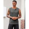 Runcati Mens Muscle Tank Tops Sleeveless Workout Gym Slim Fit Henley Shirt Casual Basic Summer Beach Tops(Dark Grey)