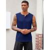 Runcati Mens Muscle Tank Tops Sleeveless Workout Gym Slim Fit Henley Shirt Casual Basic Summer Beach Tops(Navy)