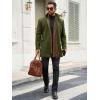 Runcati Mens Pea Coats Single Breasted Stand Collar Casual Slim Fit Trench Coat Mid Long Winter Overcoat with Pockets(Army Green)