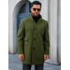 Runcati Mens Pea Coats Single Breasted Stand Collar Casual Slim Fit Trench Coat Mid Long Winter Overcoat with Pockets(Army Green)