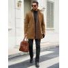 Runcati Mens Pea Coats Single Breasted Stand Collar Casual Slim Fit Trench Coat Mid Long Winter Overcoat with Pockets(Brown)