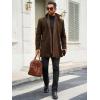 Runcati Mens Pea Coats Single Breasted Stand Collar Casual Slim Fit Trench Coat Mid Long Winter Overcoat with Pockets(Coffee)