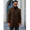 Runcati Mens Pea Coats Single Breasted Stand Collar Casual Slim Fit Trench Coat Mid Long Winter Overcoat with Pockets(Coffee)