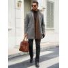 Runcati Mens Pea Coats Single Breasted Stand Collar Casual Slim Fit Trench Coat Mid Long Winter Overcoat with Pockets(Gray)