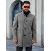 Runcati Mens Pea Coats Single Breasted Stand Collar Casual Slim Fit Trench Coat Mid Long Winter Overcoat with Pockets(Gray)