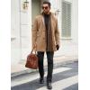 Runcati Mens Pea Coats Single Breasted Stand Collar Casual Slim Fit Trench Coat Mid Long Winter Overcoat with Pockets(Khaki)