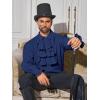 Runcati Mens Pirate Shirt Ruffle Victorian Renaissance Vampire Poet Puffy Shirts Gothic Steampunk Medieval Costume(Navy)