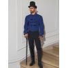 Runcati Mens Pirate Shirt Ruffle Victorian Renaissance Vampire Poet Puffy Shirts Gothic Steampunk Medieval Costume(Navy)