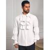 Runcati Mens Pirate Shirt Ruffle Victorian Renaissance Vampire Poet Puffy Shirts Gothic Steampunk Medieval Costume(White)