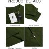Runcati Mens Quarter Zip Pullover Sweater Casual Mock Neck Slim Fit Checkered Knitted Polo Sweaters(Army Green)