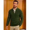Runcati Mens Quarter Zip Pullover Sweater Casual Mock Neck Slim Fit Checkered Knitted Polo Sweaters(Army Green)