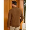 Runcati Mens Quarter Zip Pullover Sweater Casual Mock Neck Slim Fit Checkered Knitted Polo Sweaters(Brown)