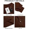 Runcati Mens Quarter Zip Pullover Sweater Casual Mock Neck Slim Fit Checkered Knitted Polo Sweaters(Coffee)