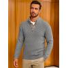 Runcati Mens Quarter Zip Pullover Sweater Casual Mock Neck Slim Fit Checkered Knitted Polo Sweaters(Grey)