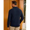 Runcati Mens Quarter Zip Pullover Sweater Casual Mock Neck Slim Fit Checkered Knitted Polo Sweaters(Navy Blue)