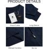 Runcati Mens Quarter Zip Pullover Sweater Casual Mock Neck Slim Fit Checkered Knitted Polo Sweaters(Navy Blue)