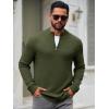 Runcati Mens Quarter Zip Sweater Long Sleeve Slim Fit Pullover Mock Neck Casual Ribbed Knit Polo Sweaters(Army Green)