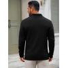 Runcati Mens Quarter Zip Sweater Long Sleeve Slim Fit Pullover Mock Neck Casual Ribbed Knit Polo Sweaters(Black)