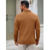 Runcati Mens Quarter Zip Sweater Long Sleeve Slim Fit Pullover Mock Neck Casual Ribbed Knit Polo Sweaters(Brown)