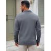 Runcati Mens Quarter Zip Sweater Long Sleeve Slim Fit Pullover Mock Neck Casual Ribbed Knit Polo Sweaters(Grey)