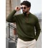 Runcati Mens Quarter-Zip Pullover Sweater Casual Mock Neck Knitted Winter Warm Ribbed Polo Sweaters(Army Green)